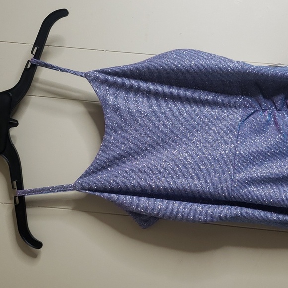 Rare Edition Perwrinkle Shimmer Ruffle Bottom Sleeveless Dress 16 - Picture 5 of 7